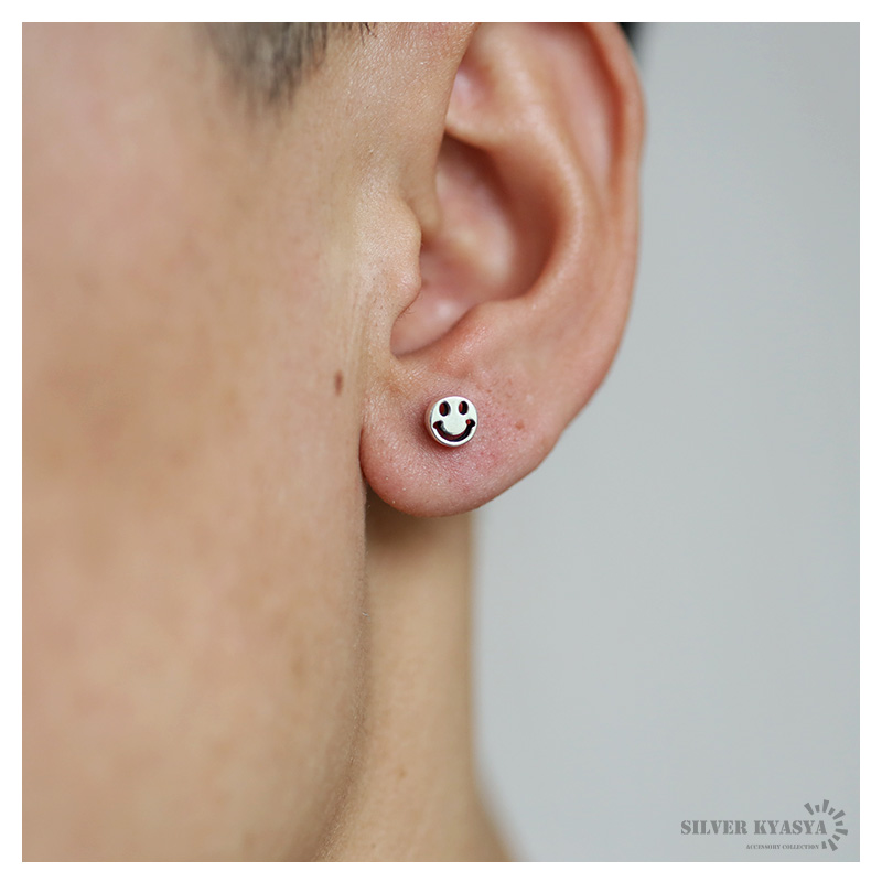シルバー925 ピアス 片耳 メンズ レディース ニコちゃん 笑顔
