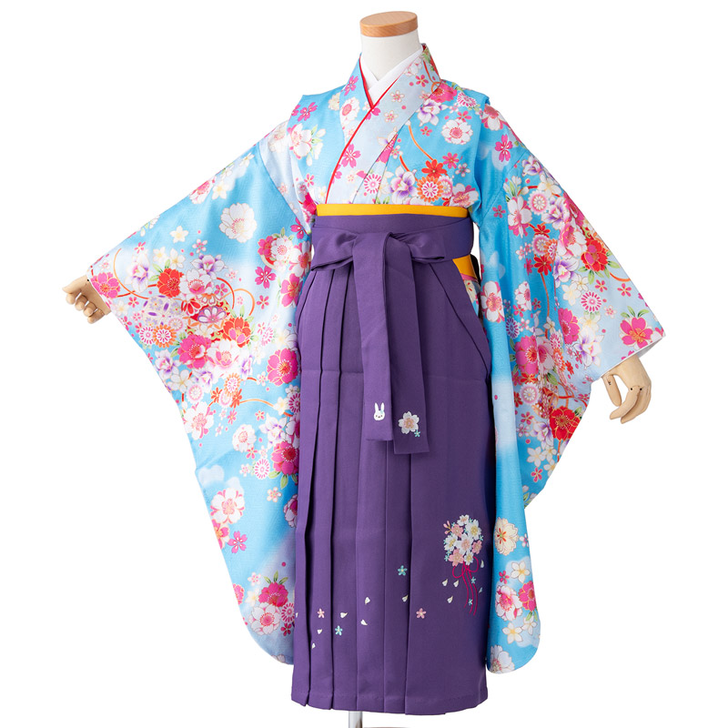 卒園式 袴セット 女の子 七五三 ちょっと小さめ 小紋 着物 刺繍袴 襦袢