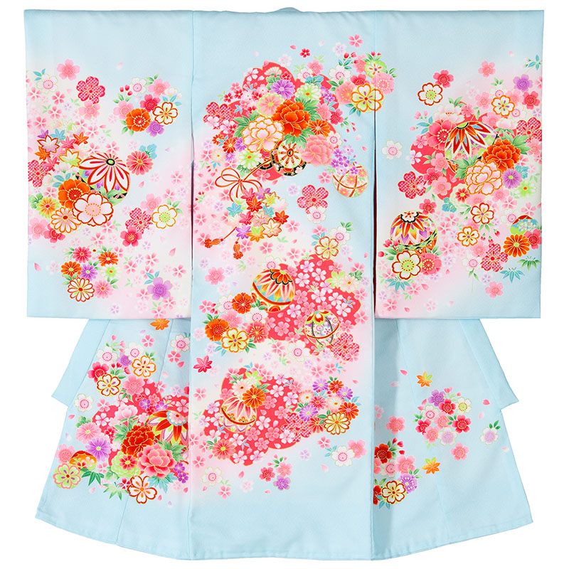 産着 お宮参り 着物 初着 女の子 ピンク クリーム 黄 白 水色 鞠 桜