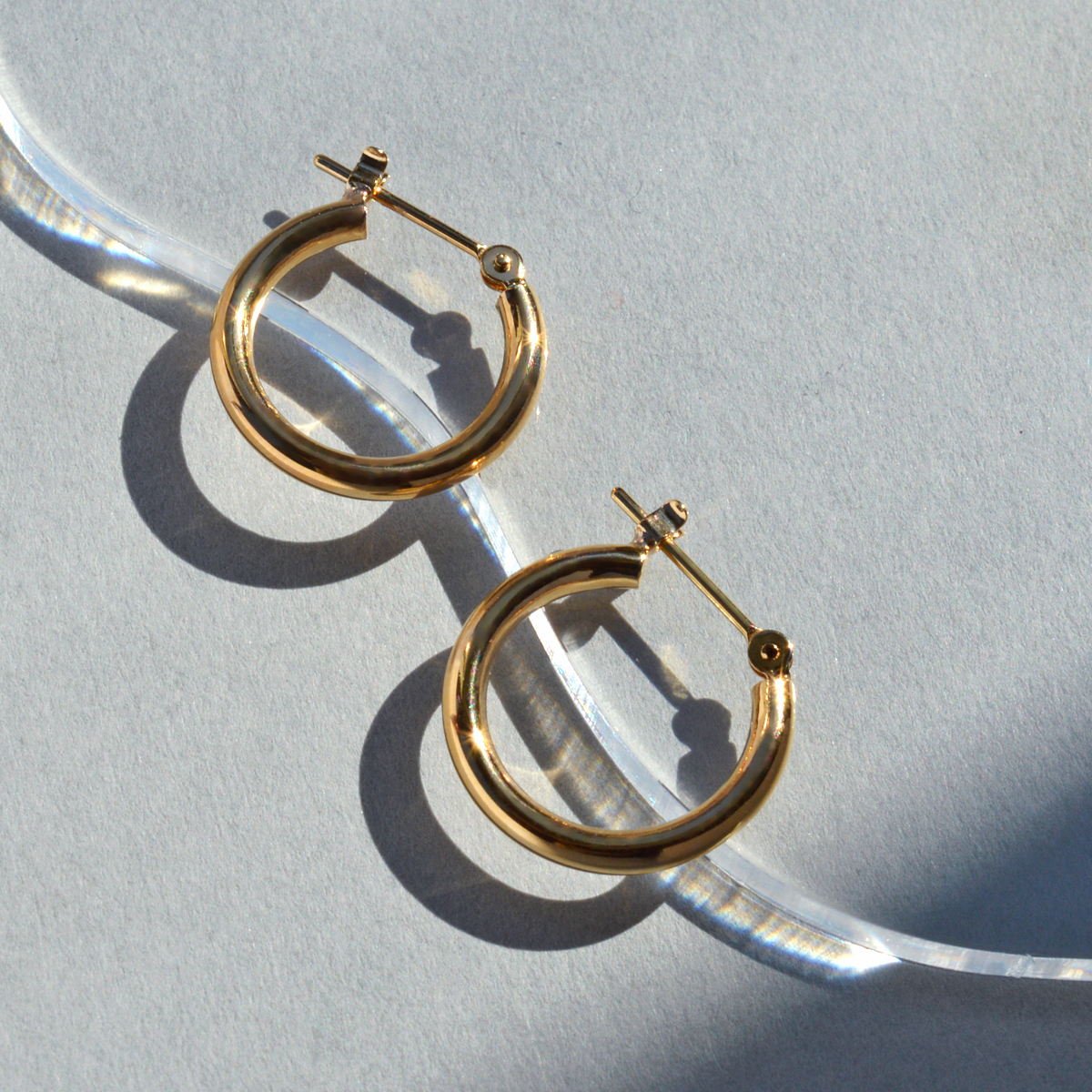 イエローゴールド ワンタッチ フープピアス レディース メンズ K18金