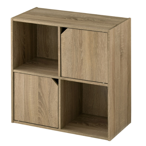 ぼん家具 【完成品】 カラーボックス キューブボックス 2段 扉付き