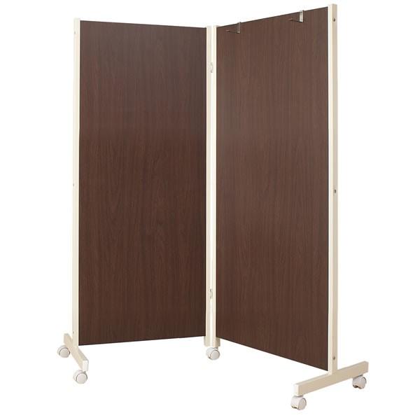 キャスター付きパーテーション 2連 高さ145cm ダーク ナチュラル 店舗