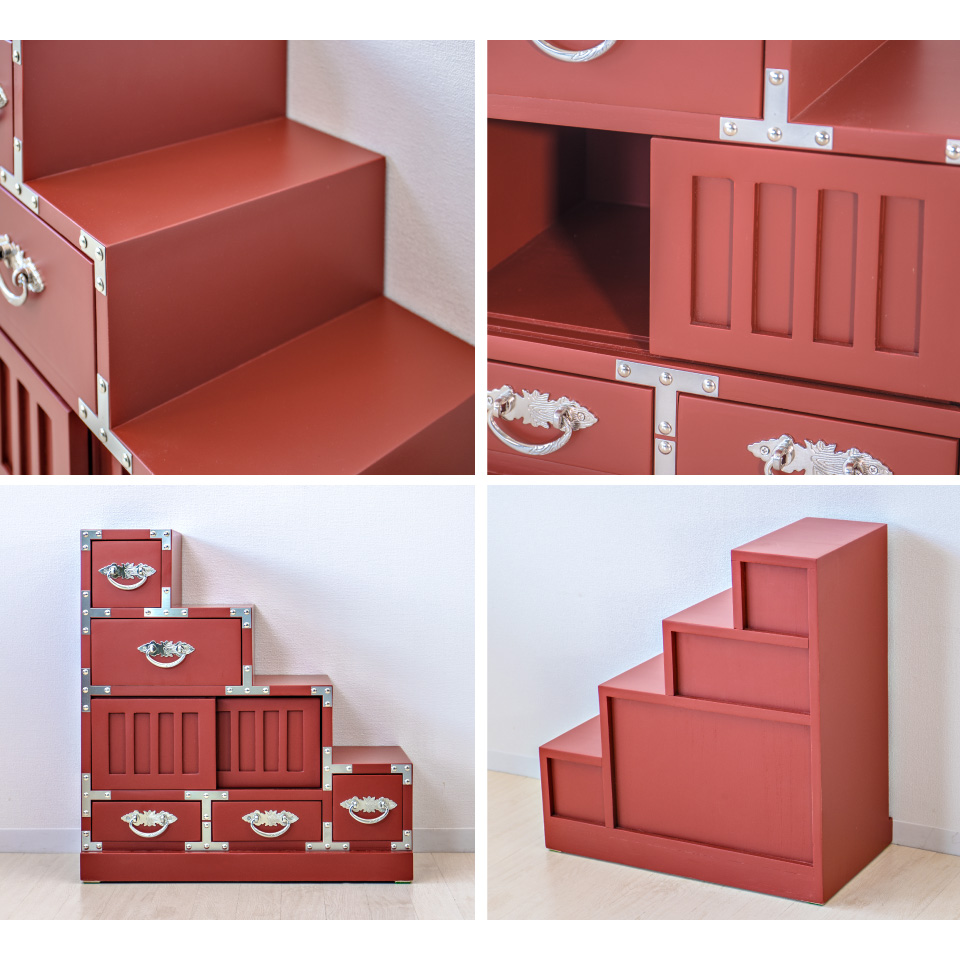 階段箪笥 右下がり 和風 昭和 レトロ 古風 桐 タンス たんす 階段