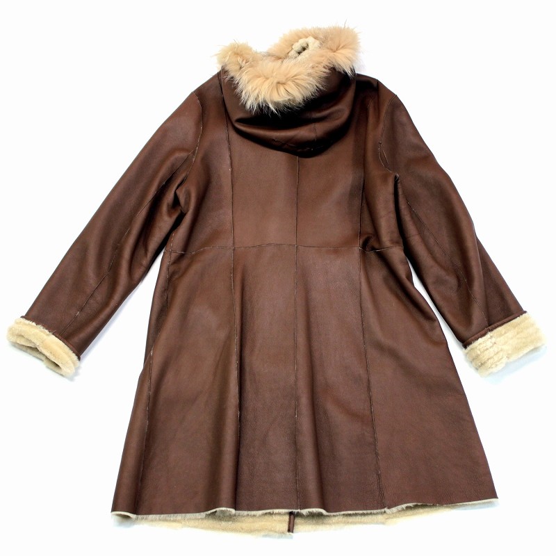 ムートンコート レディース 本革 ラム リバーシブル ロングコート 本物