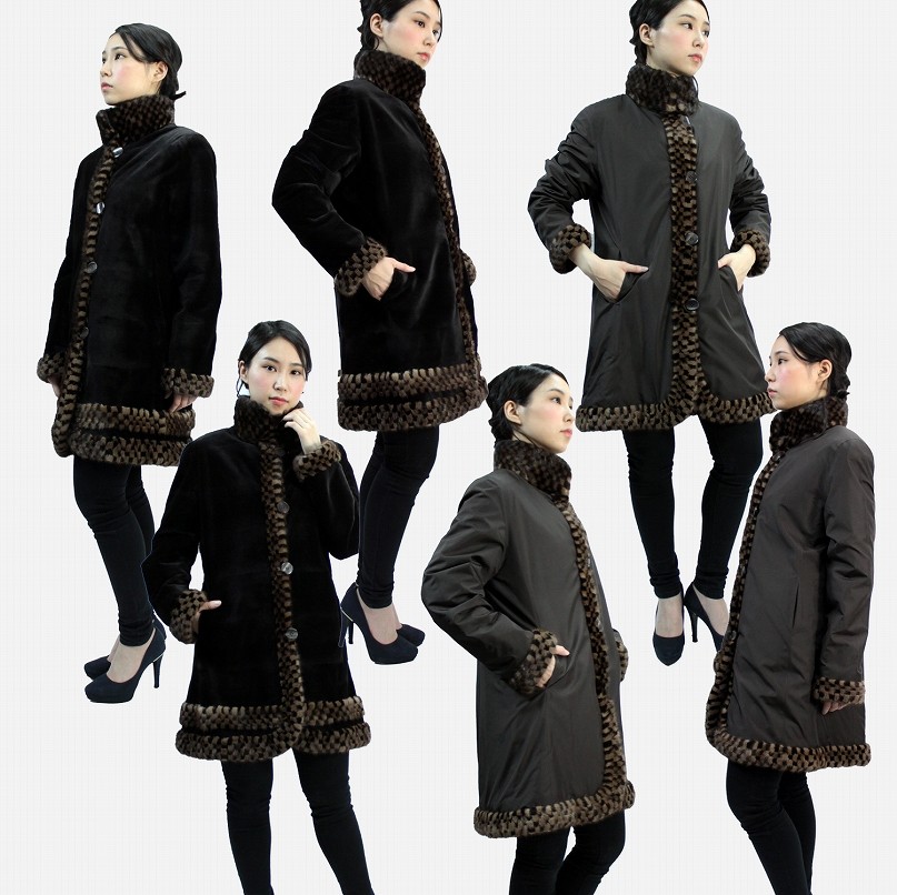 レディース 毛皮コート ファーコート シルク ウィーゼル ミンク