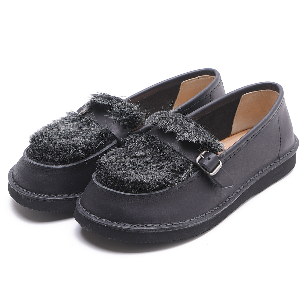 本革 シューズ レディース レザー 牛革 ローファー ファー 日本製 国産