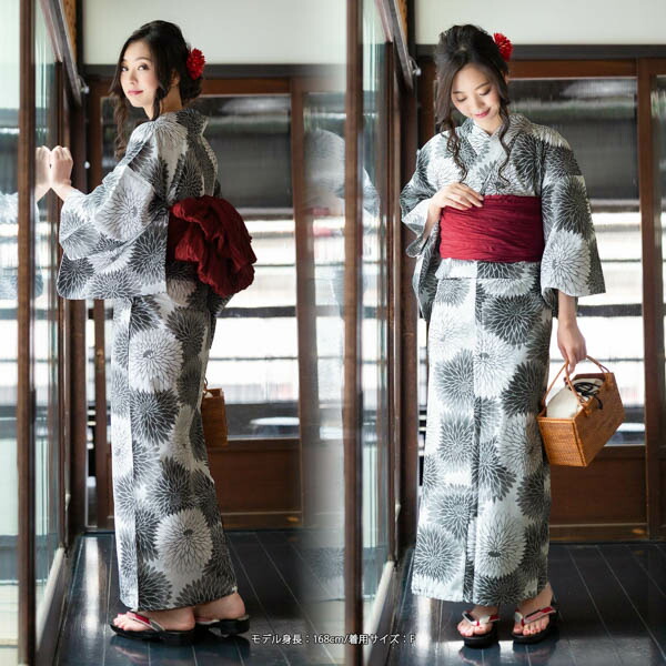 浴衣セット レディース 大人 浴衣3点セット（浴衣＋帯＋おまかせ下駄