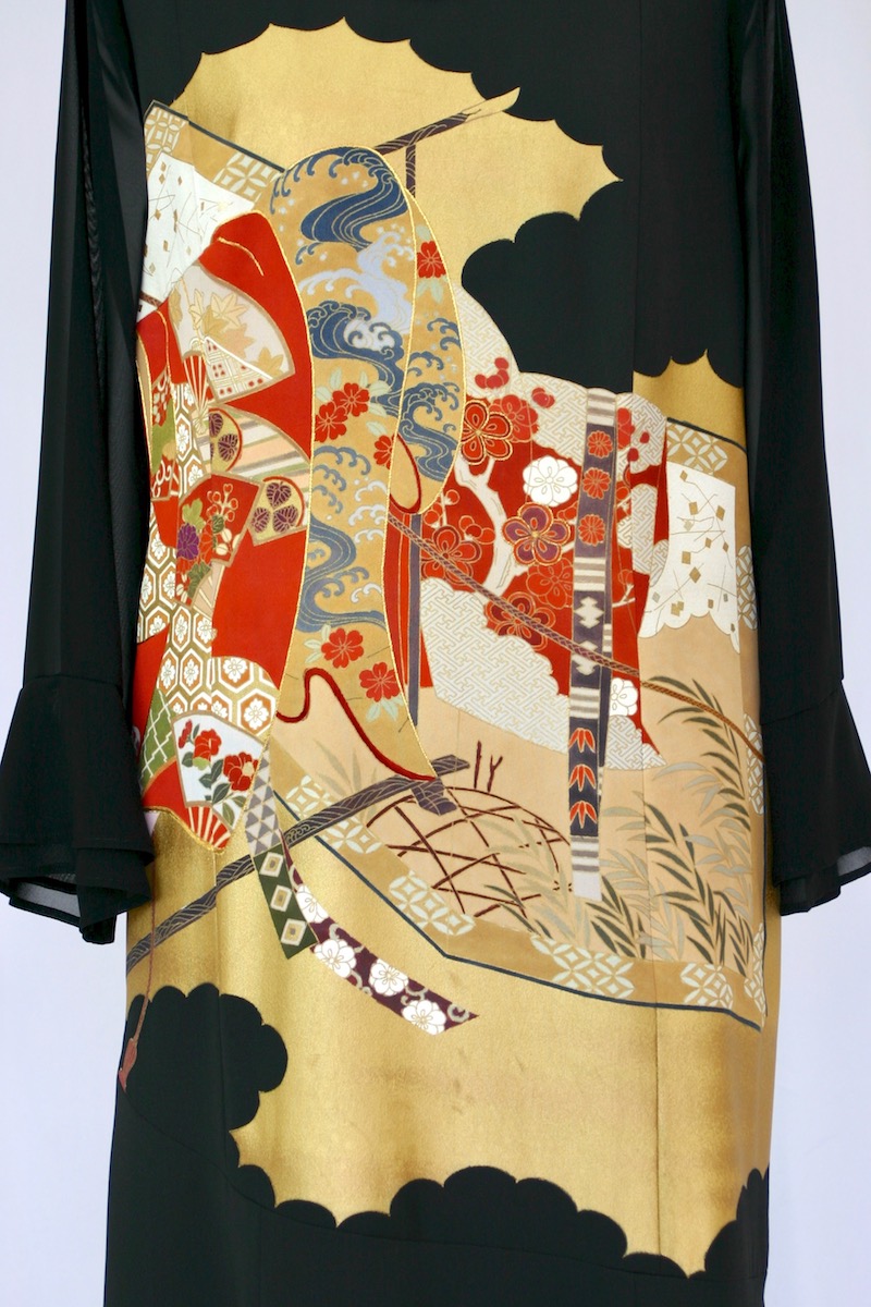 195 一点物の正絹留袖ドレス【着物リメイクドレス 和ドレス 結婚式