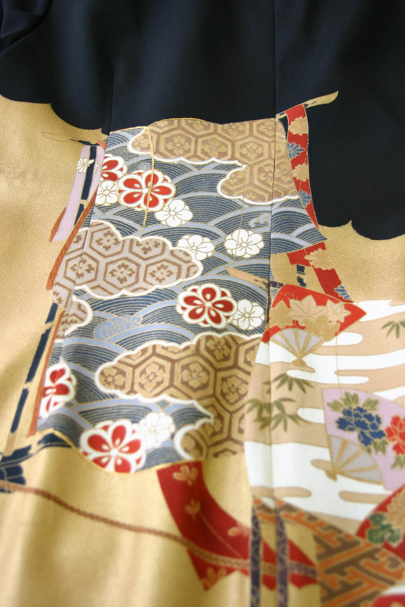 195 一点物の正絹留袖ドレス【着物リメイクドレス 和ドレス 結婚式