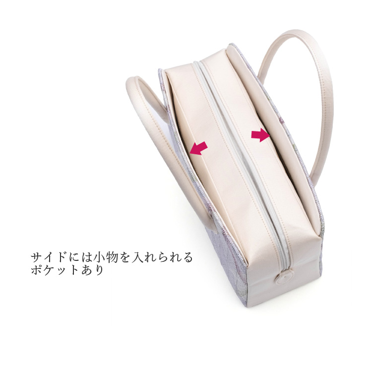 和装バッグ 利休バッグ 花しおり 正絹 薄紫 パープル ラベンダー