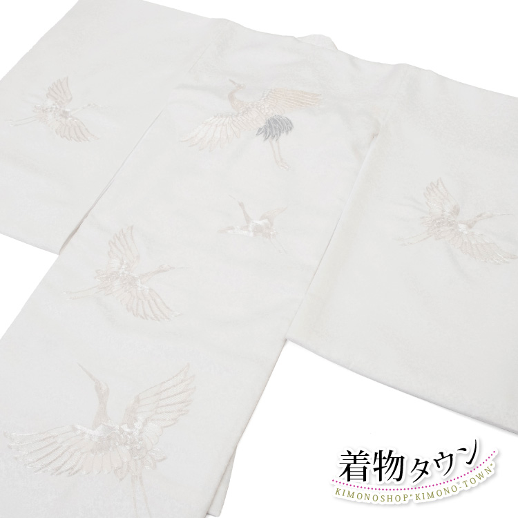 お宮参り 着物 男の子 女の子 初着 産着 ポリエステル 鶴 刺繍 白