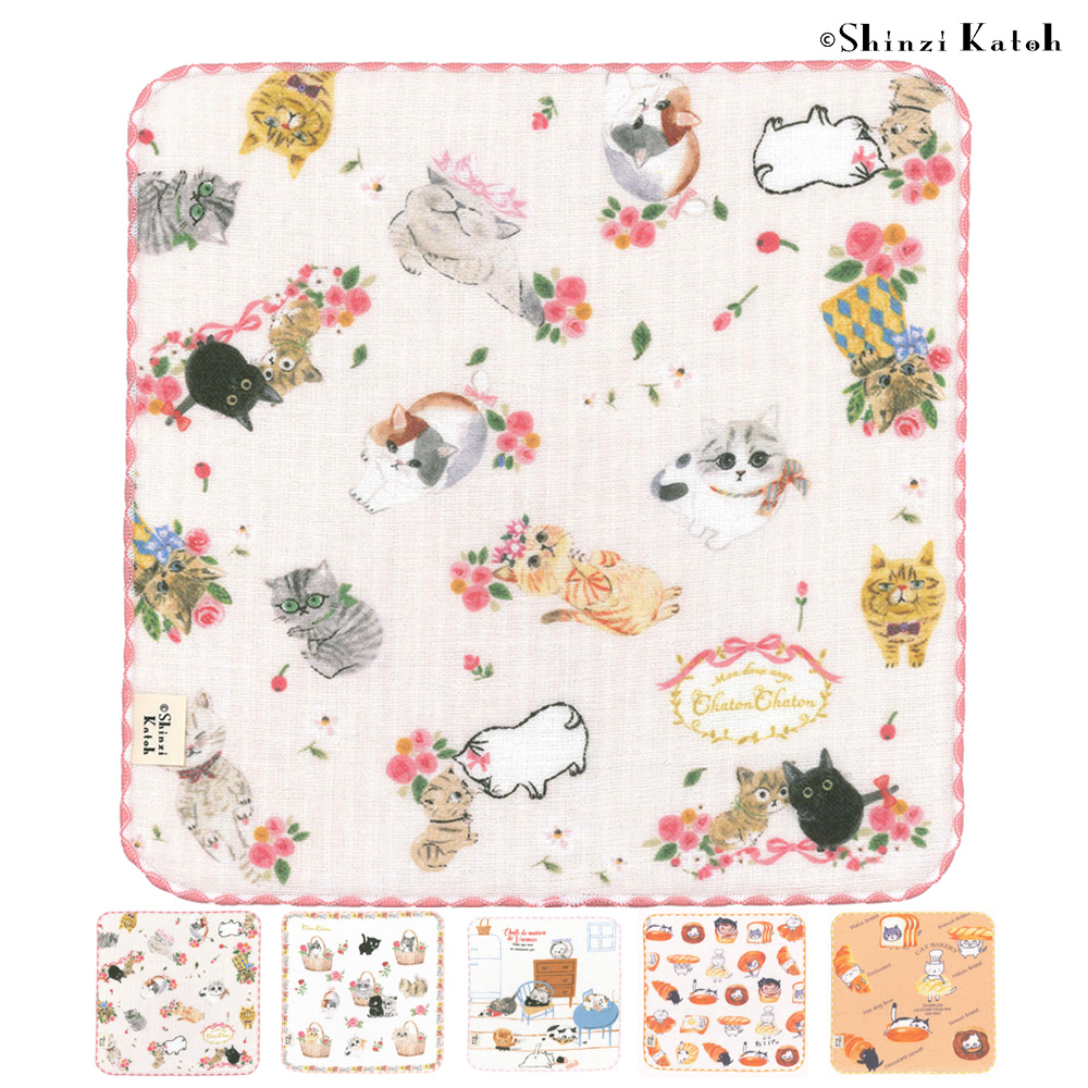 タオルハンカチ プレゼント レディース 女性 ネコ 猫柄 日本製 泉州