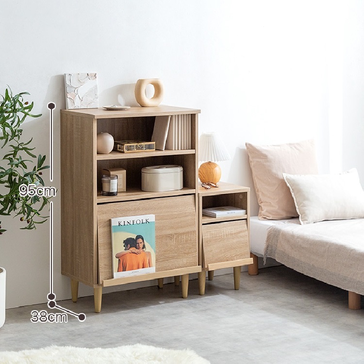 キャビネット 北欧 木製 収納 幅60cm フラップ扉 ナチュラル ブラウン