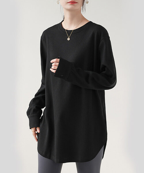 You Color ロングTシャツ レディース 長袖 ワッフル カットソー T