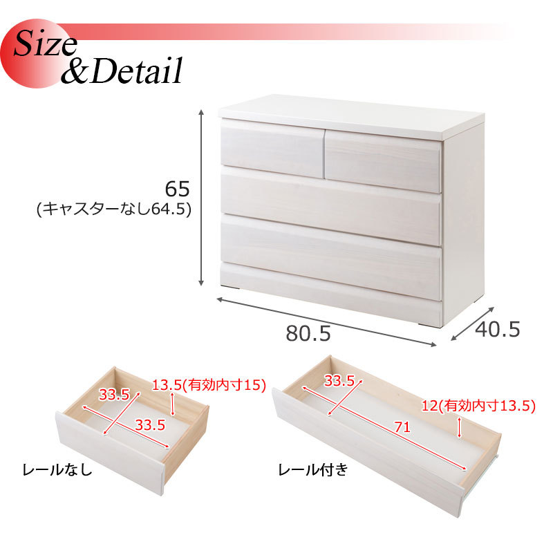 チェスト クローゼット収納 クローゼットチェスト ホワイト 幅80 3段