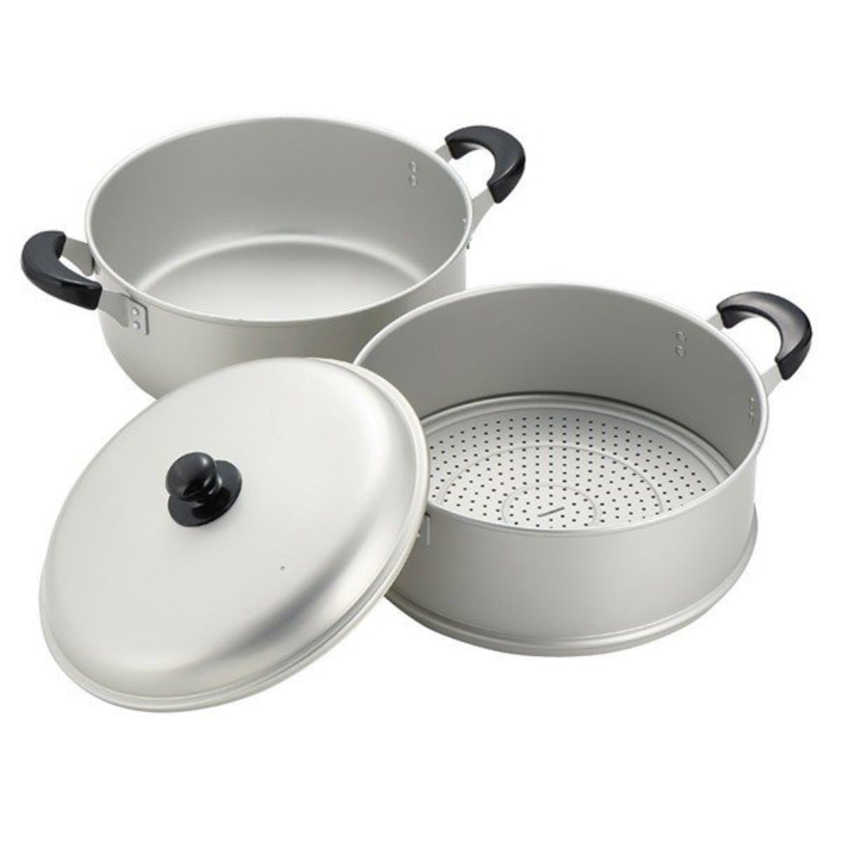 パール金属 アルミ2段蒸し器 26cm ニューセレット ガス火専用 もち米