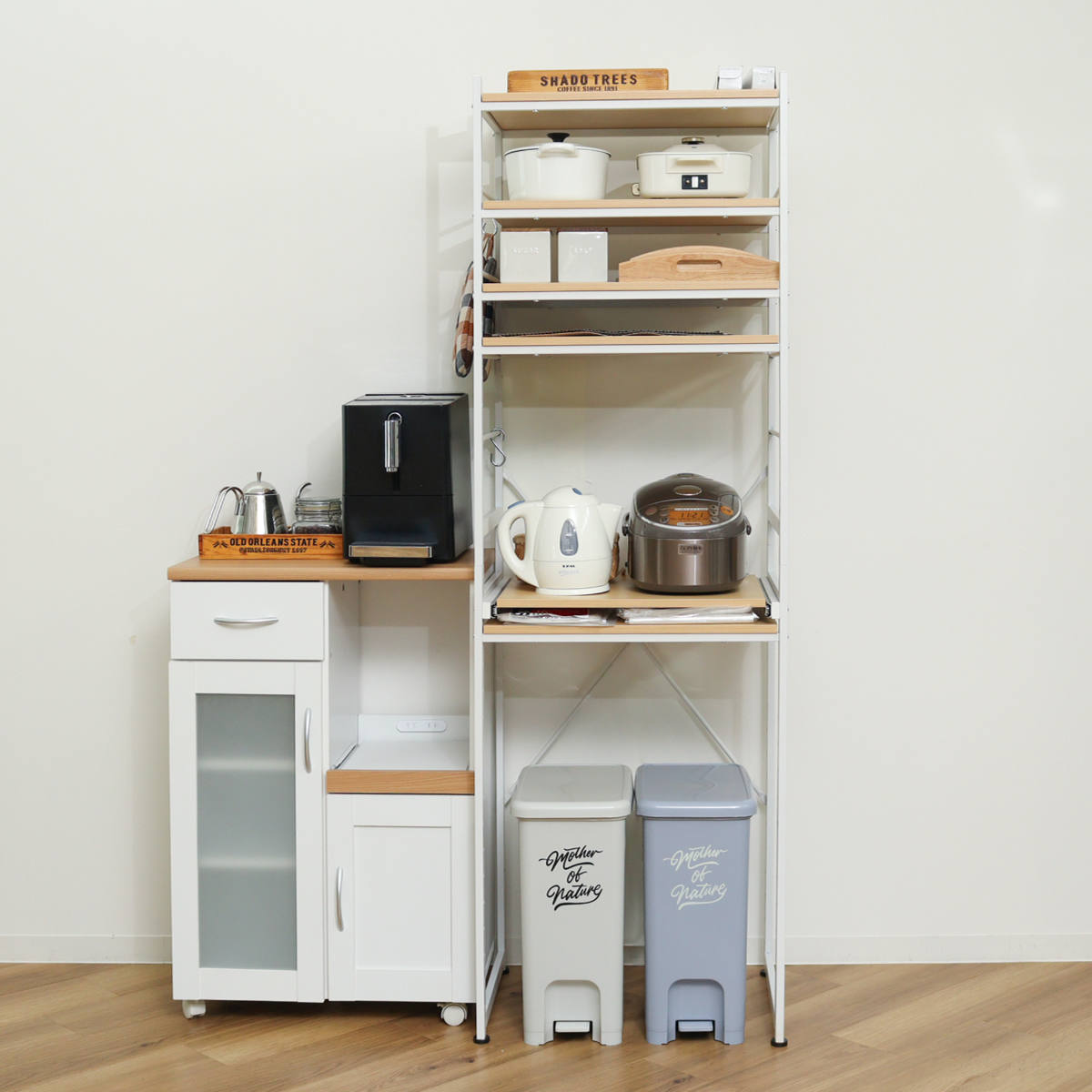 弘益 キッチンラック 幅58cm スライド棚 スチール S字フック3個付き