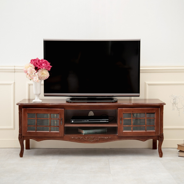 テレビ台 ローボード クラシック調 格子扉 猫脚 幅139cm （ テレビ
