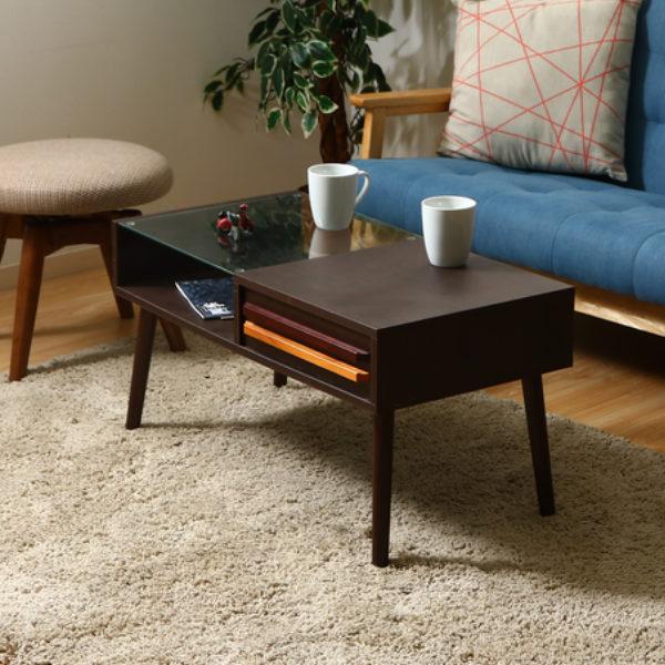 不二貿易（Fuji Boeki） センターテーブル 幅80cm ガラス 木製