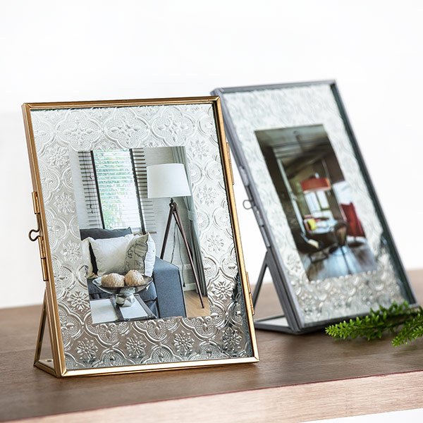 フォトフレーム フラワー ガラス ヒンジドフレーム アンティーク