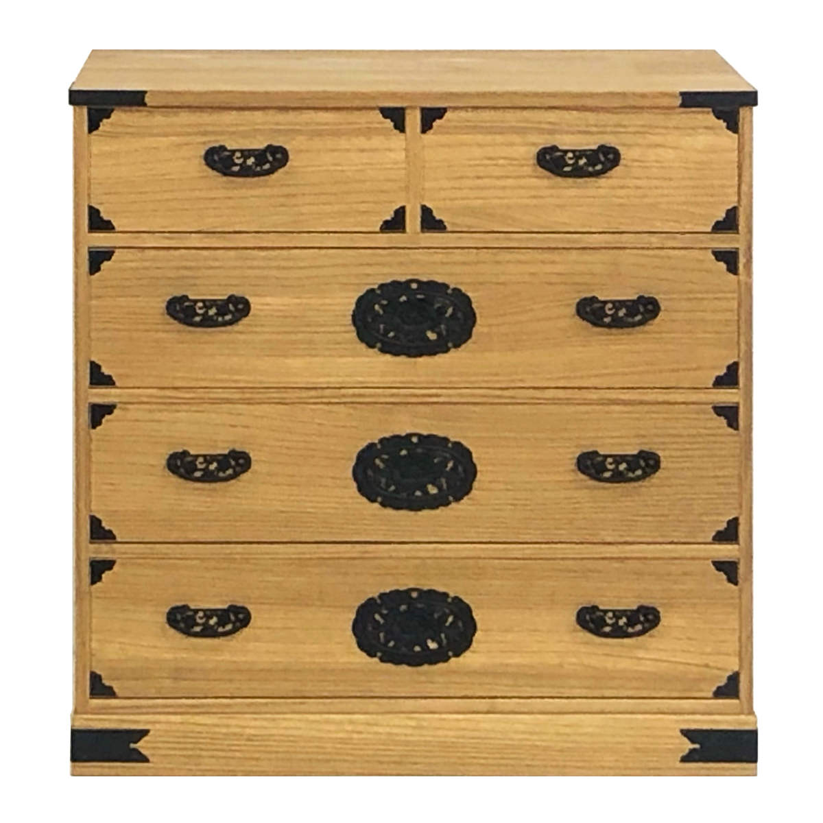 マーゼルン 総桐 民芸たんす 幅100cm 4段 焼桐調オイル仕上げ （ 桐