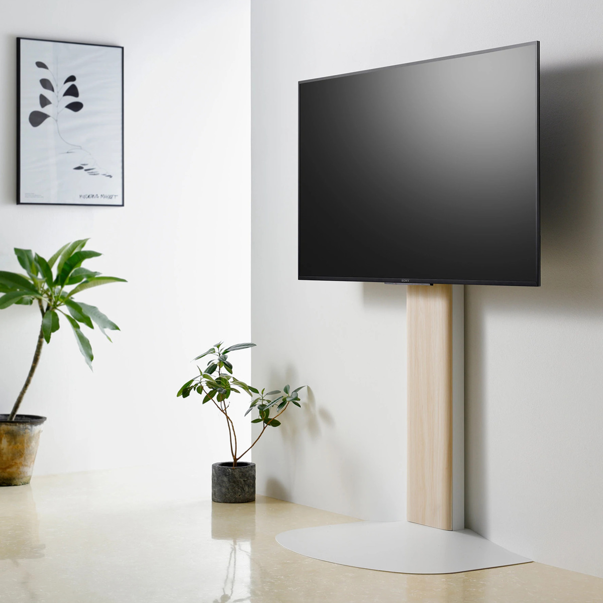 朝日木材加工 壁寄せ テレビ台 木目調 77V対応 WSB 幅84cm （ TV台