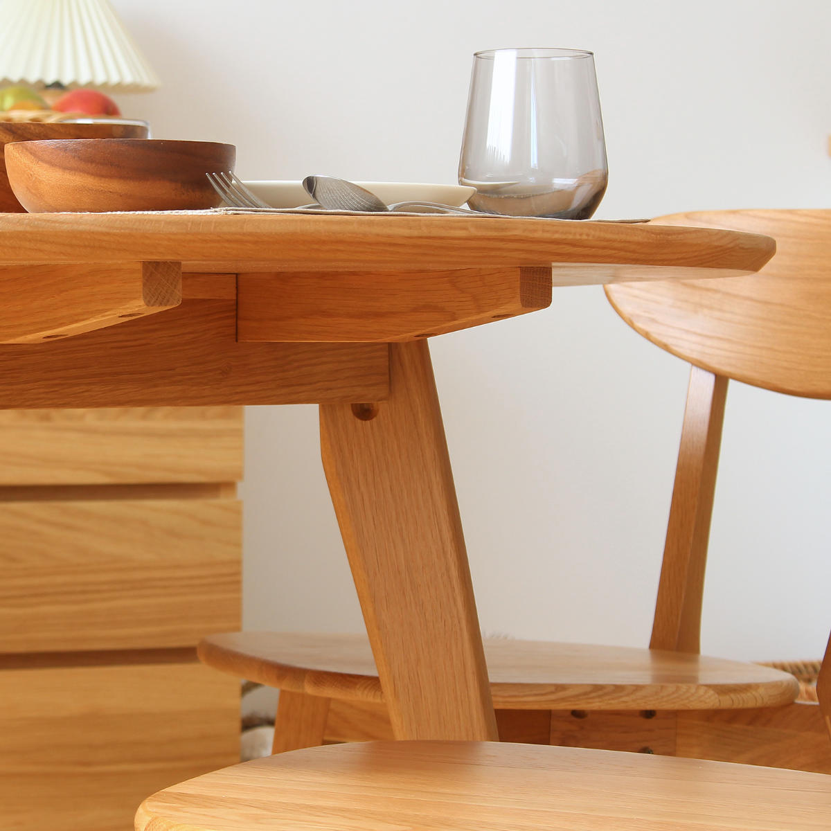 岩附 ダイニングテーブル 幅120cm 円形 リバー 木製 天然木 （ オーク