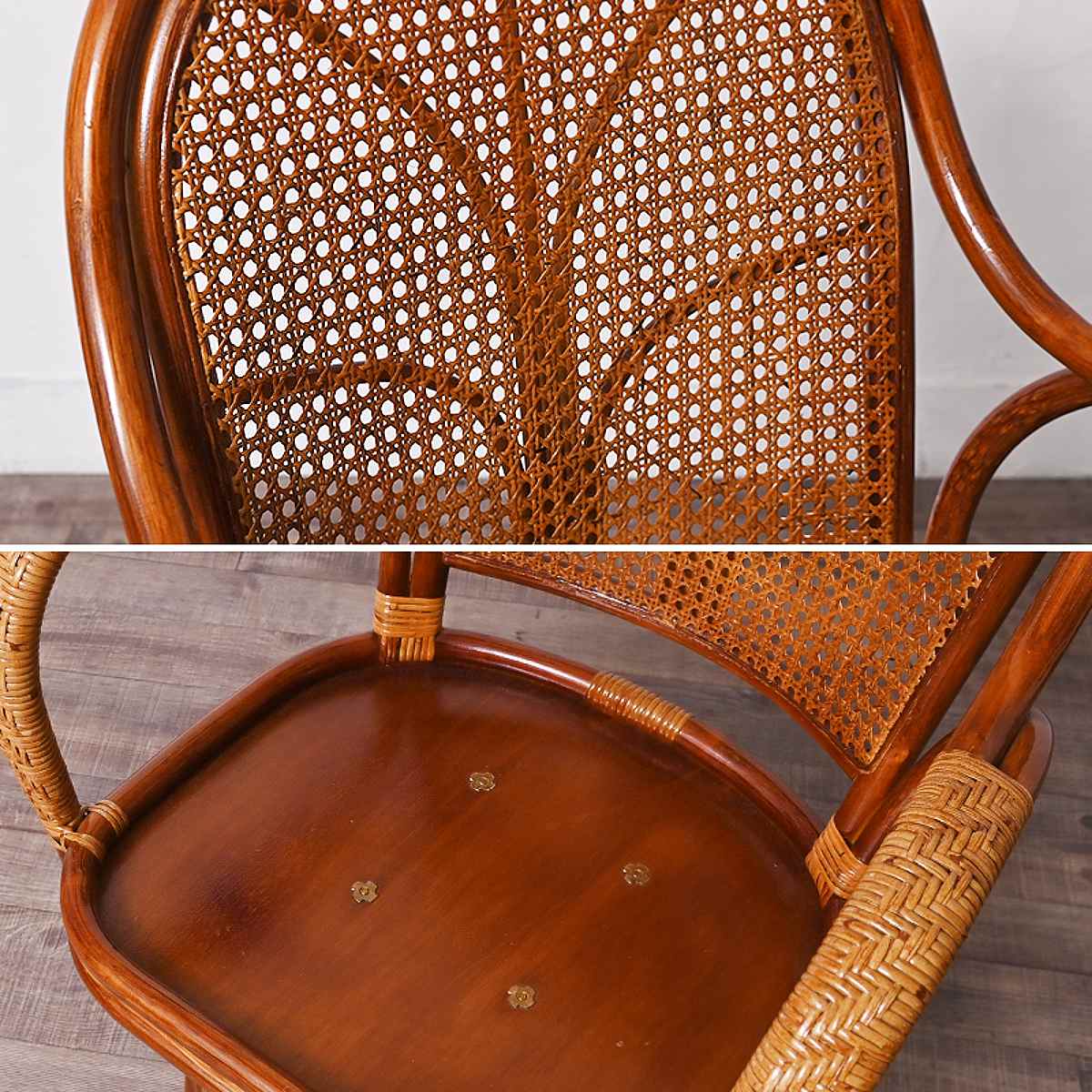 籐 回転チェア ハイバック クッション別売り 座面高28cm （ ラタン