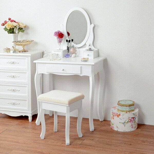 ドレッサーセット スツール付 猫脚 ロマンチック 幅70cm （ ドレッサー