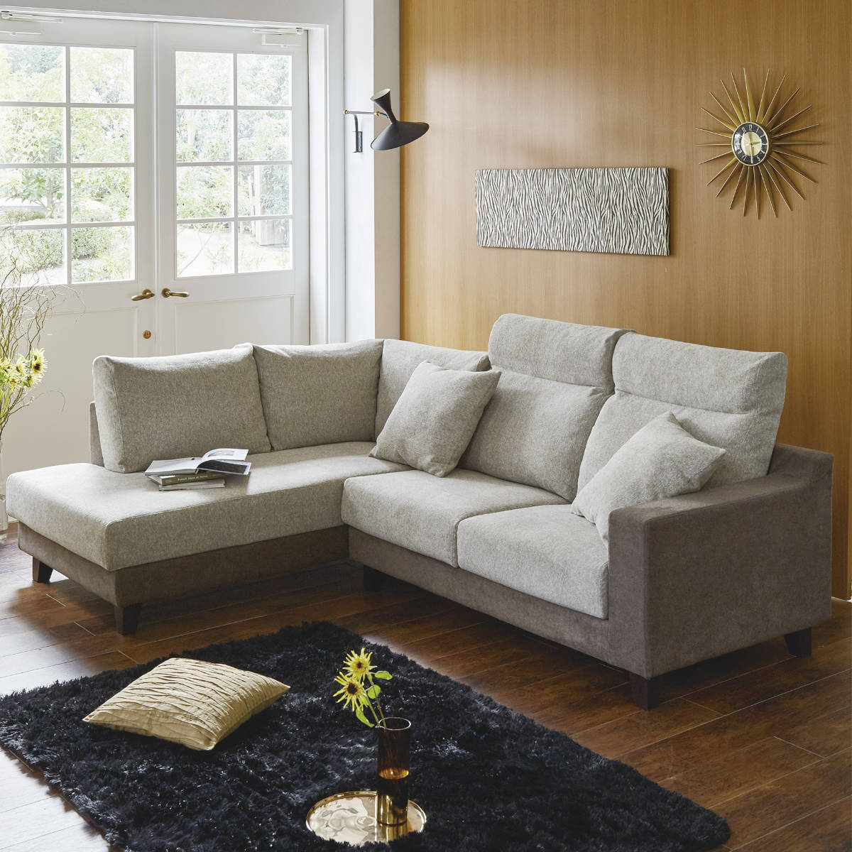 カウチソファ 向かって左カウチ 幅157cm クッション付 （ 開梱設置