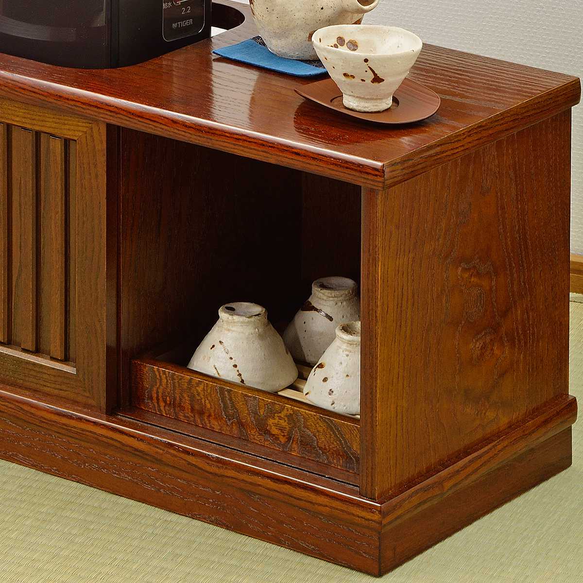 ケンホープ お座敷ワゴン けやき調 キャスター付 秋草 幅60cm （ 座敷