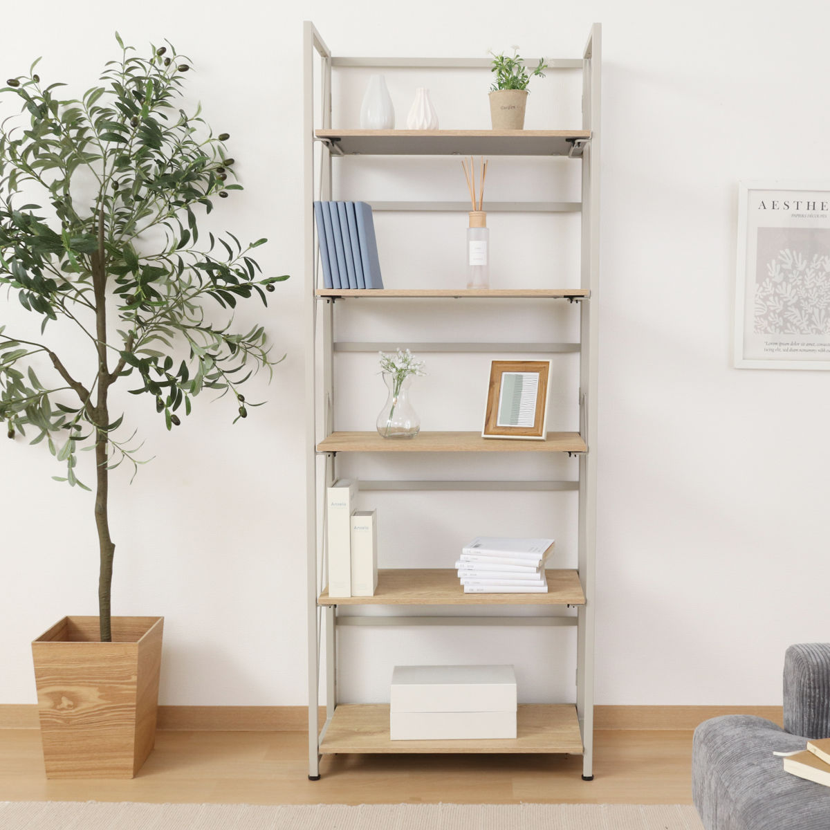 不二貿易（Fuji Boeki） シェルフ 幅61cm 5段 折りたたみ式