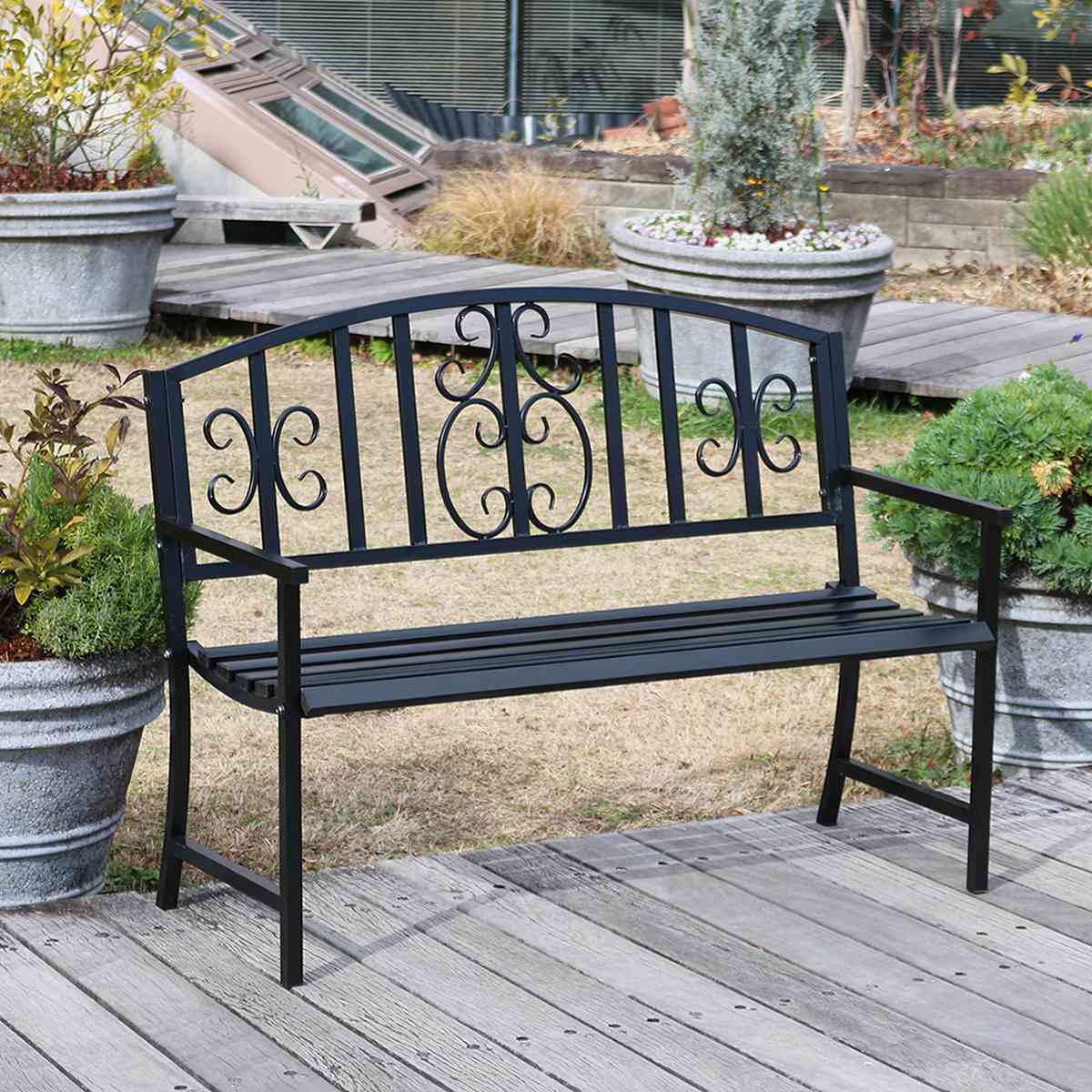 ベンチ アイアンベンチ 2人掛け （ ガーデンベンチ 屋外ベンチ 屋外