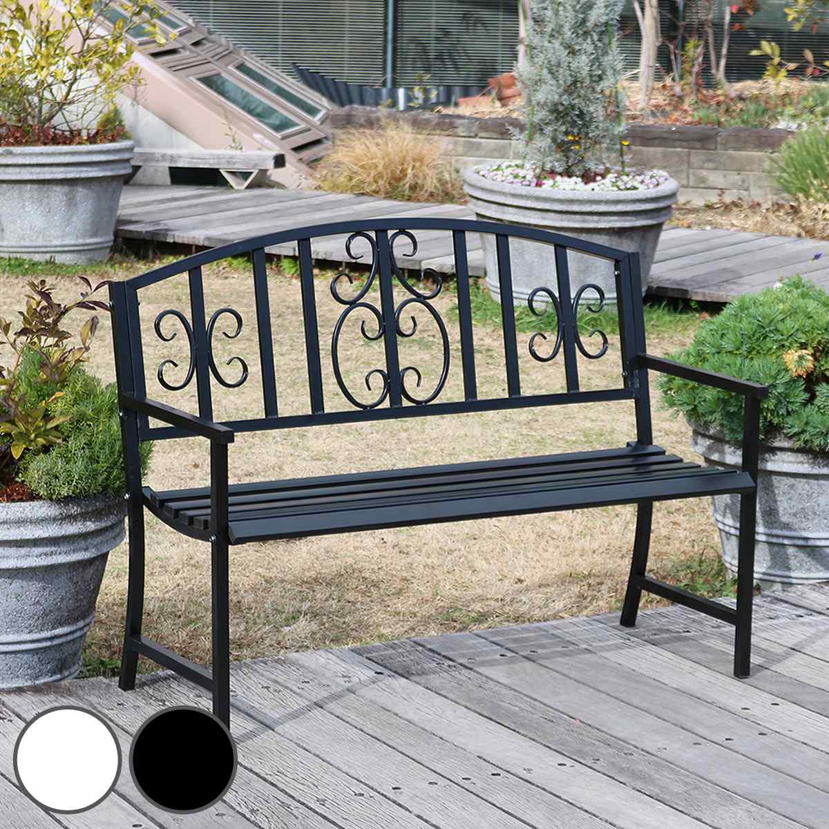 ベンチ アイアンベンチ 2人掛け （ ガーデンベンチ 屋外ベンチ 屋外