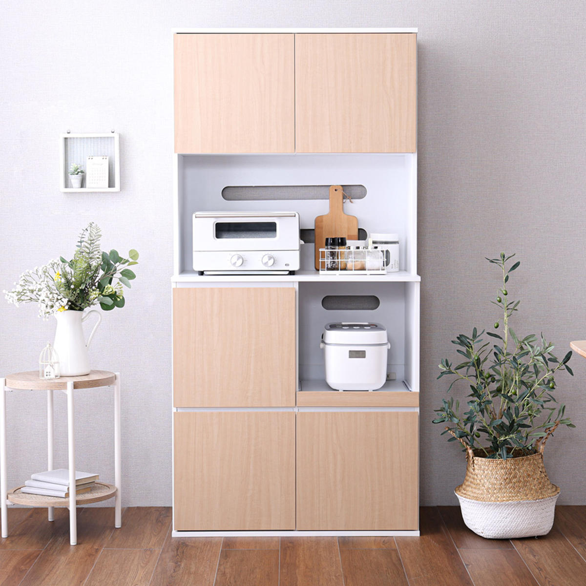 ホームテイスト（HOME taste） 食器棚 幅79cm コンパクト スライド棚 2