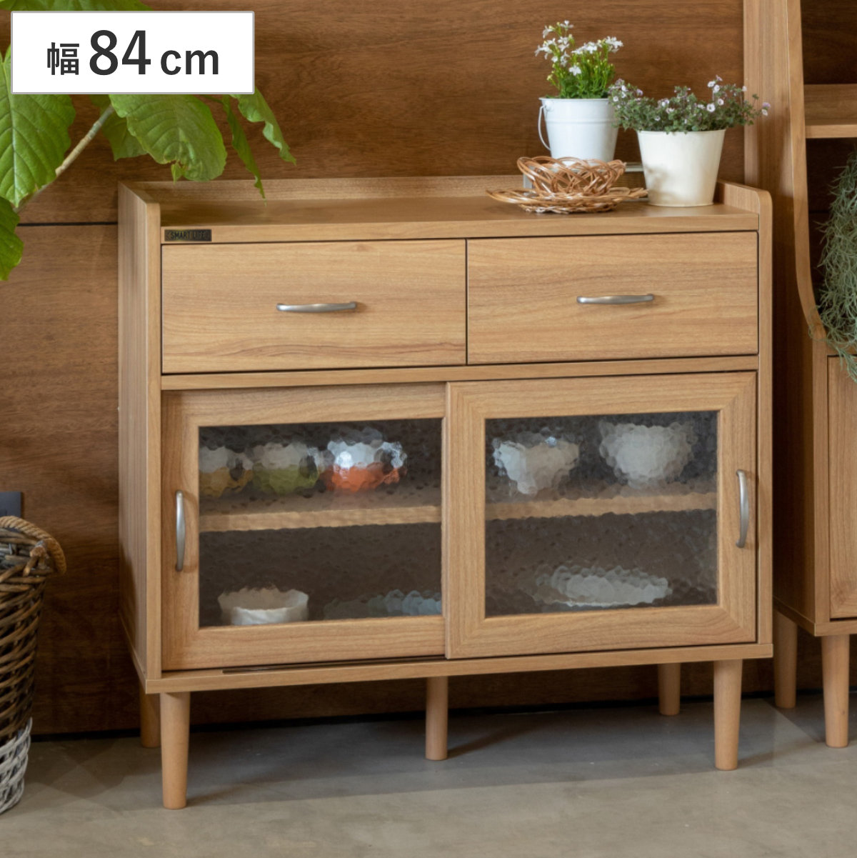 キャビネット 幅84cm すりガラス扉 （ ジェロディ joredy ラック 棚