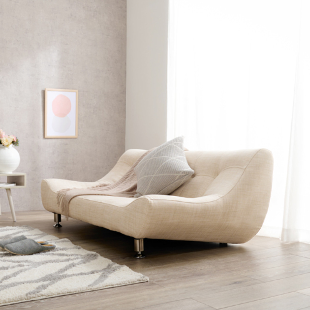 HAGiHARA（萩原） ローソファ 二人掛け 幅153cm 座面広々 （ リビング