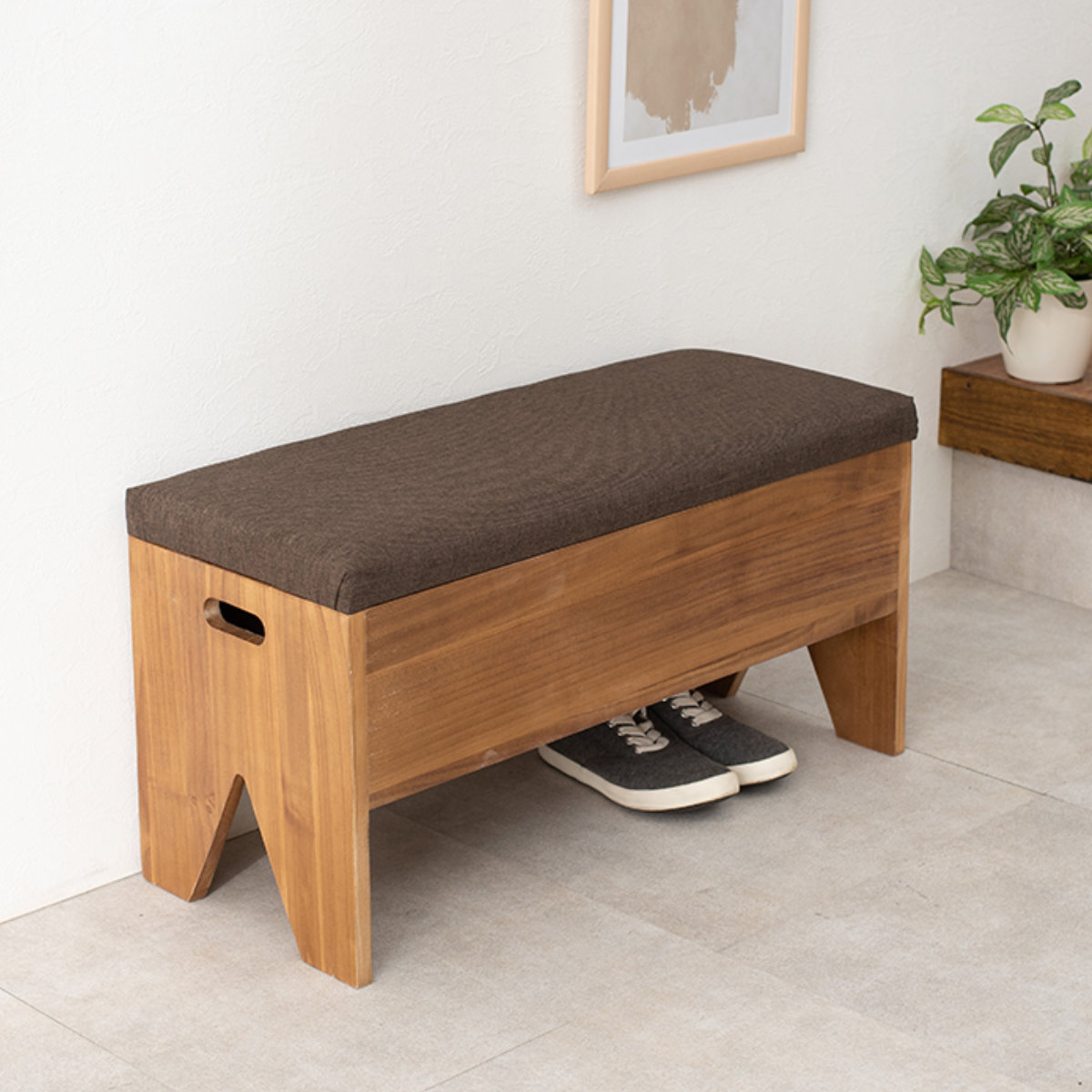 HAGiHARA（萩原） 収納付きベンチ 幅70cm 完成品 （ 玄関 ベンチ