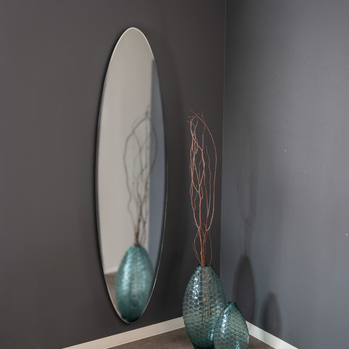 塩川光明堂 オーバル型 ウォールミラー H145cm 塩川光明堂 ミラー