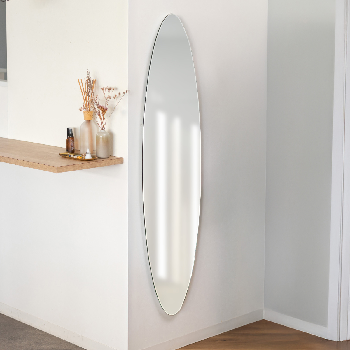 塩川光明堂 オーバル型 ウォールミラー H145cm 塩川光明堂 ミラー