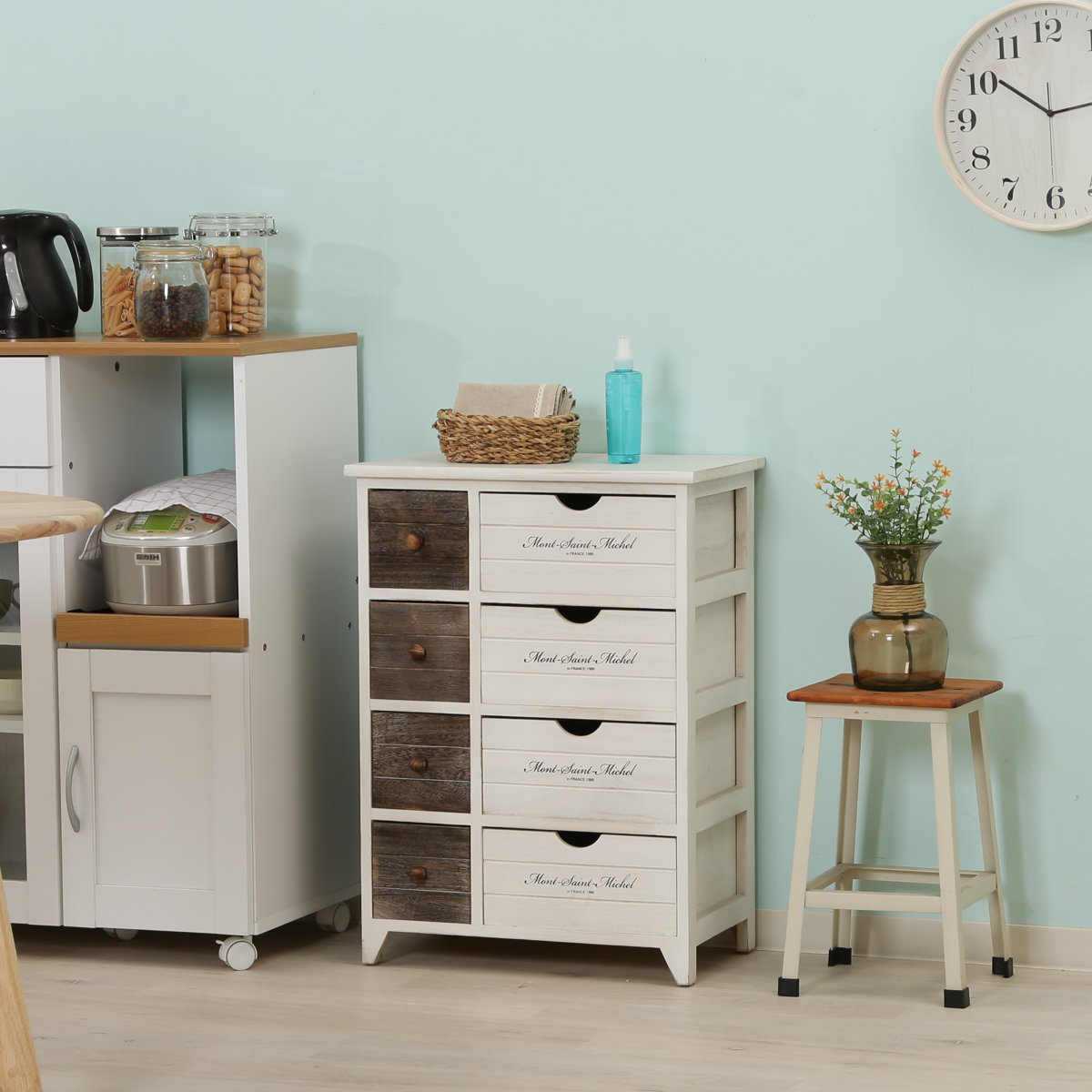 不二貿易（Fuji Boeki） チェスト 幅52cm 2列4段 アンティーク調