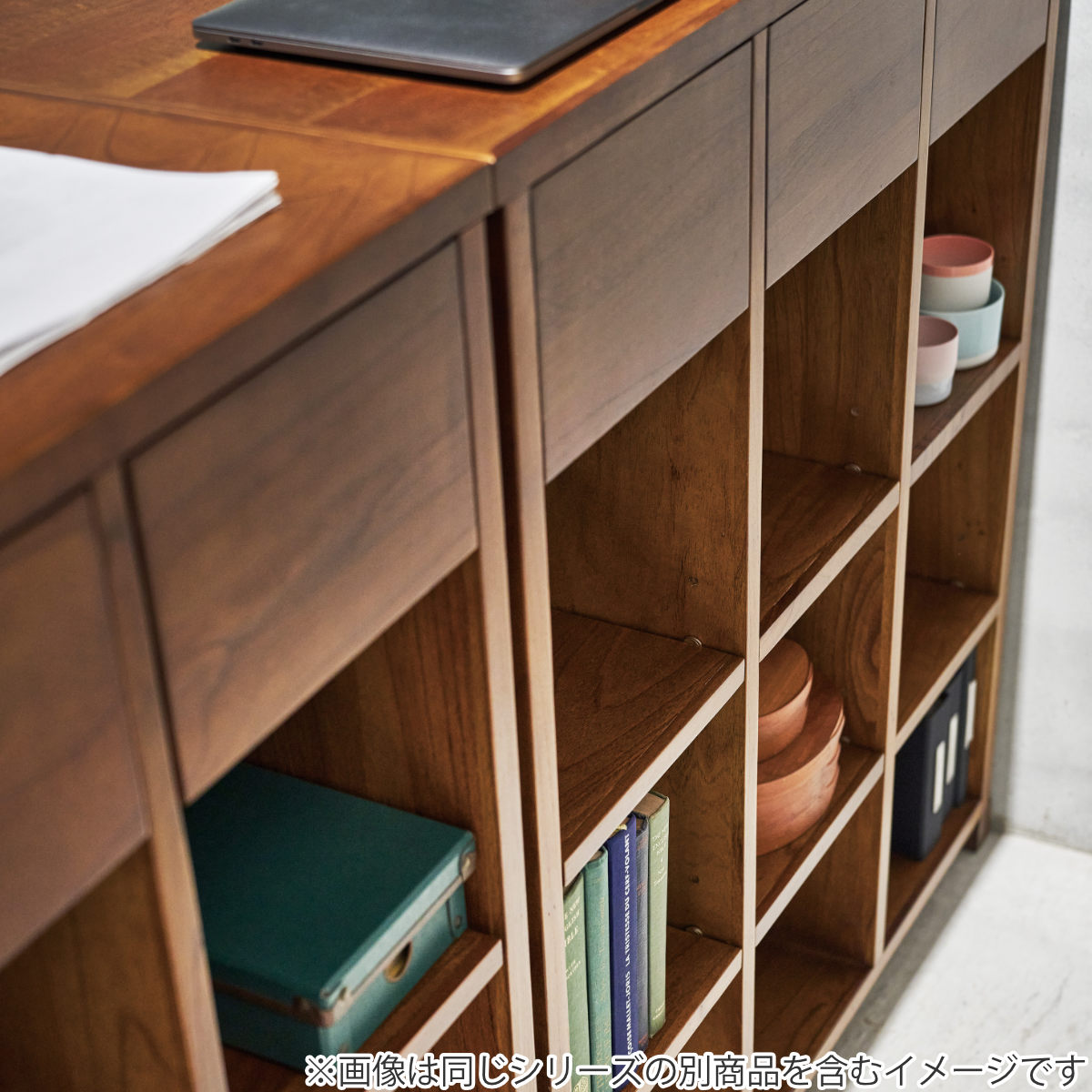 東谷 カウンター 天然木 背面収納 引出し付 幅90cm （ 間仕切り