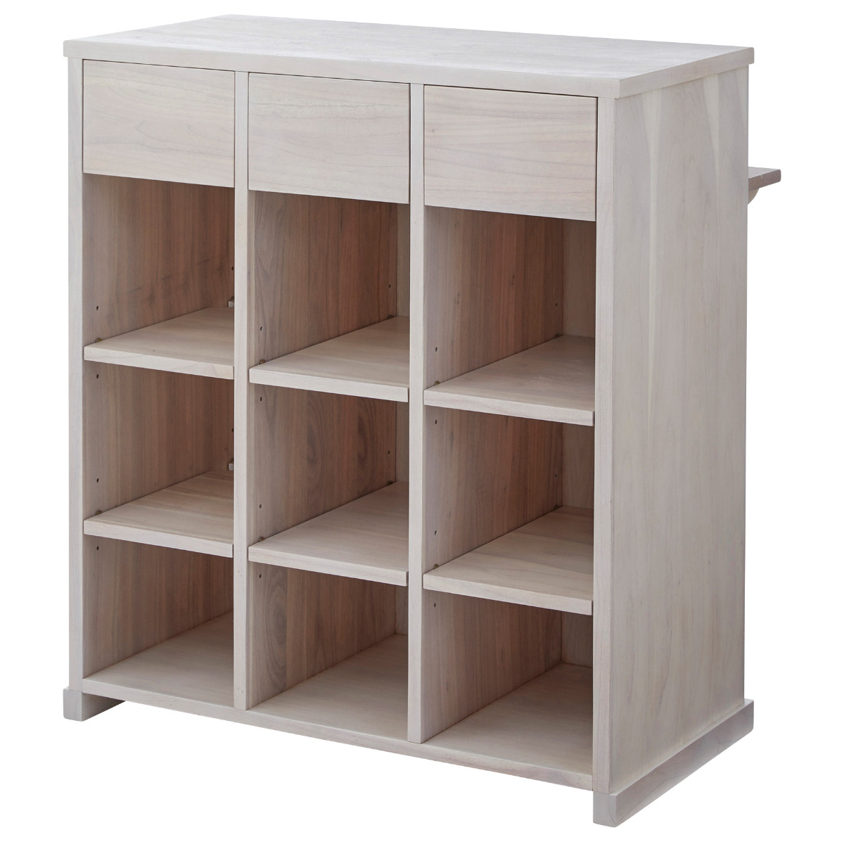 東谷 カウンター 天然木 背面収納 引出し付 幅90cm （ 間仕切り