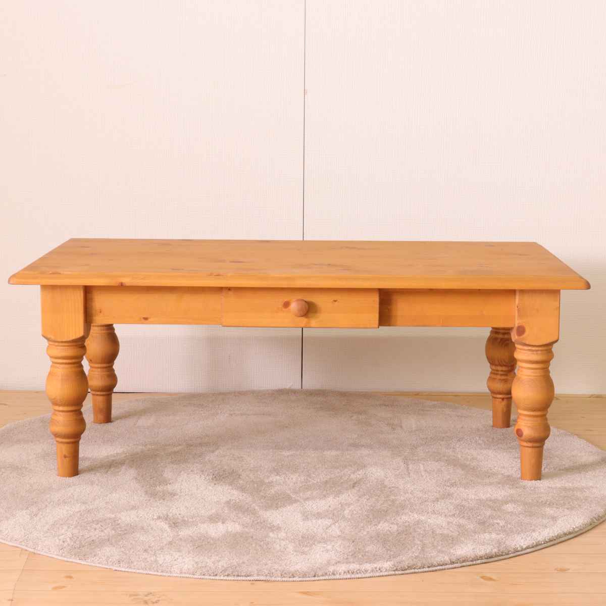 ローテーブル 小さめ 幅105cm 天然木 カントリー調 （ センター