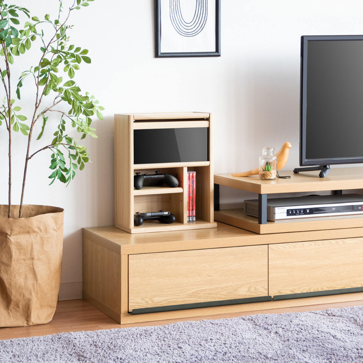 ゲーム機ラック 強化ガラス前板 REGABO 幅30cm （ ゲーミングラック