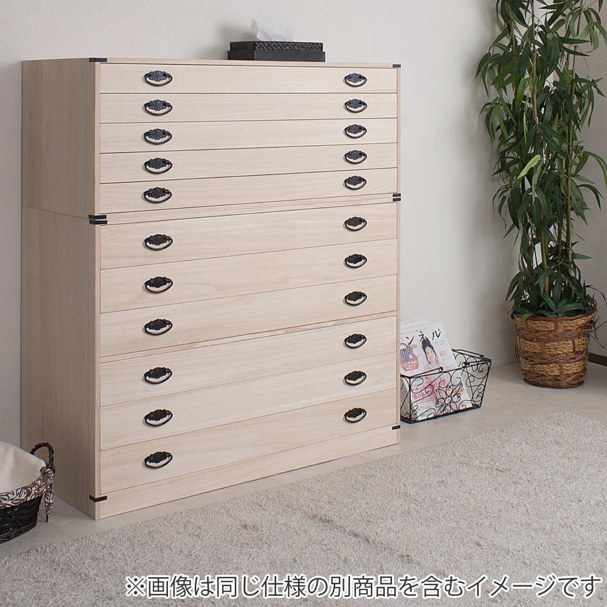 桐たんす 上置き兼用 桐タンス 浅型 5段 日本製 幅99cm （ 桐箪笥 収納