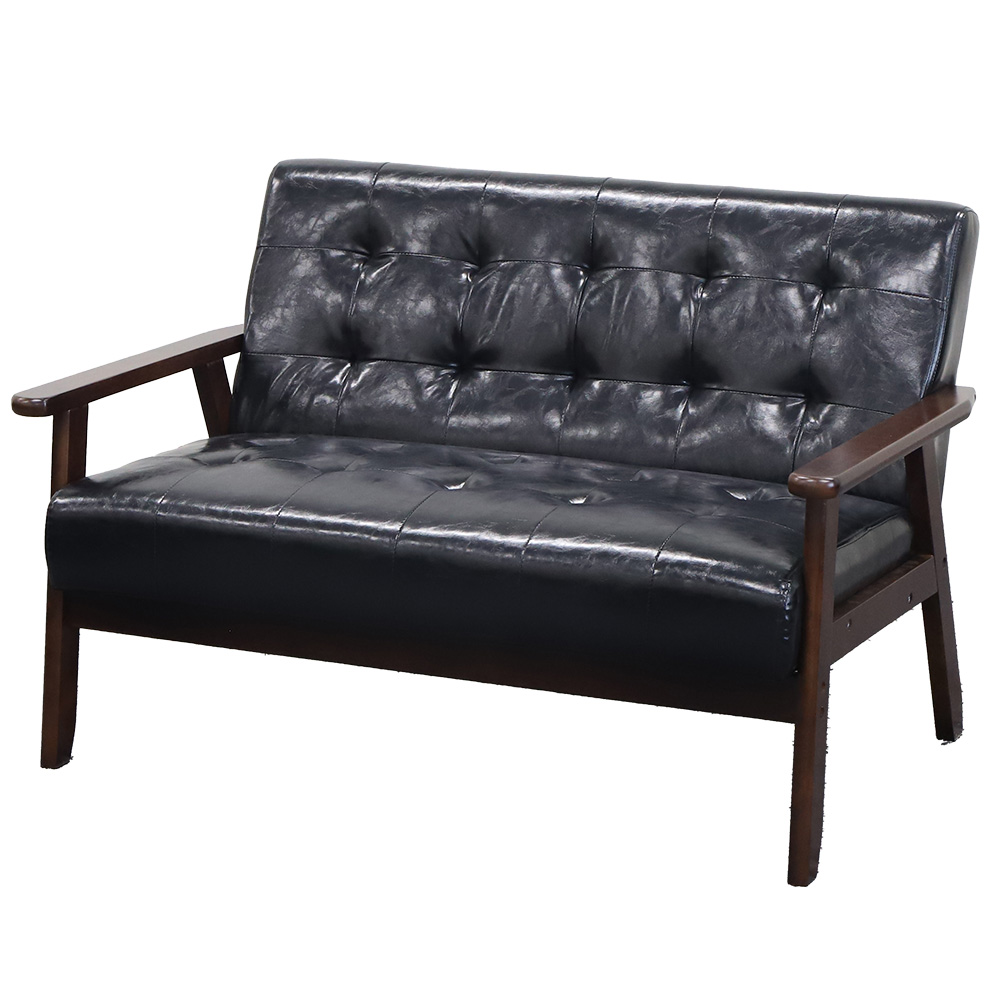 LOOKIT（ルキット） ソファ 2人掛け 肘付き 木製 レザー チェア 応接