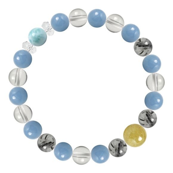 パワーストーン ブレスレット ゴールドルチルクォーツ・アクアマリン