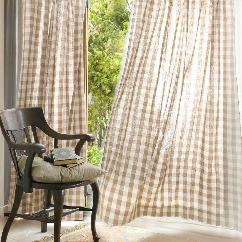 茶系オレンジ色と白のギンガムチェックカーテン 楽天市場】【サンプル