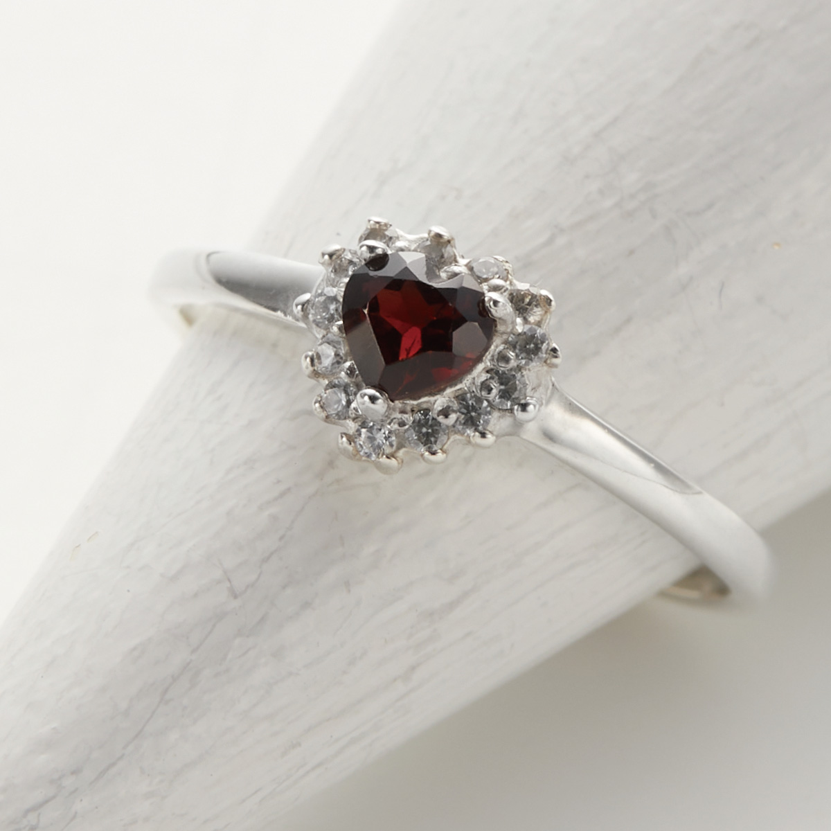 リング レディース シルバー925 天然石 ガーネット キュービック